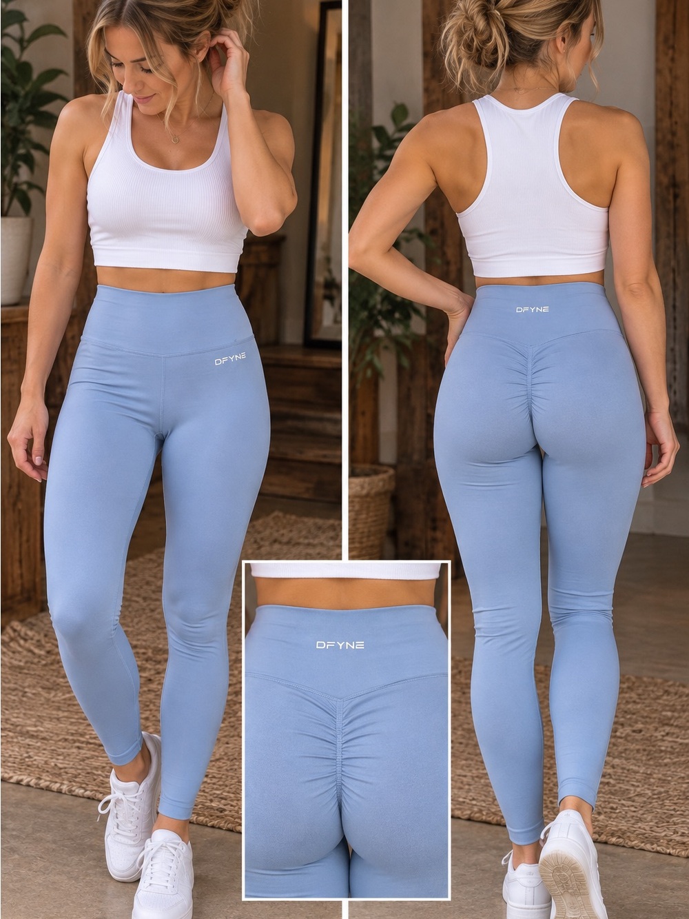 NWOT DFYNE High-Waist Leggings - Sky Blue | Size Medium *Let Nobody DFYNE You*